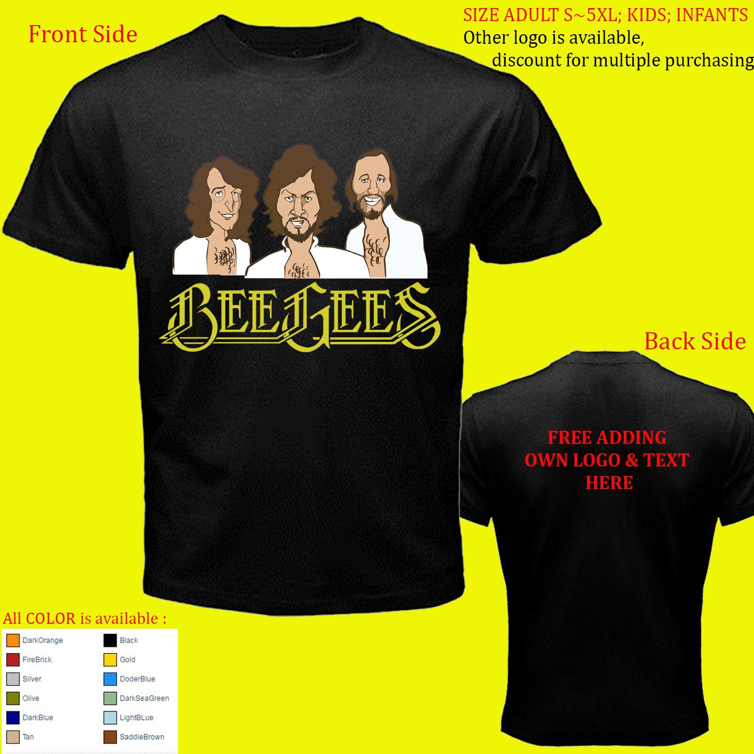 4 Bee Gees Beegees shirt All Size Adult S - 5XL Kids Infants Toddler