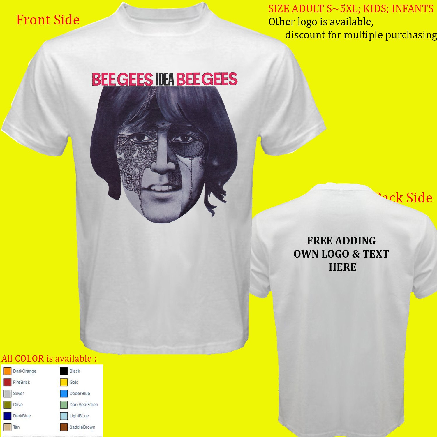 7 Bee Gees Beegees shirt All Size Adult S - 5XL Kids Infants Toddler