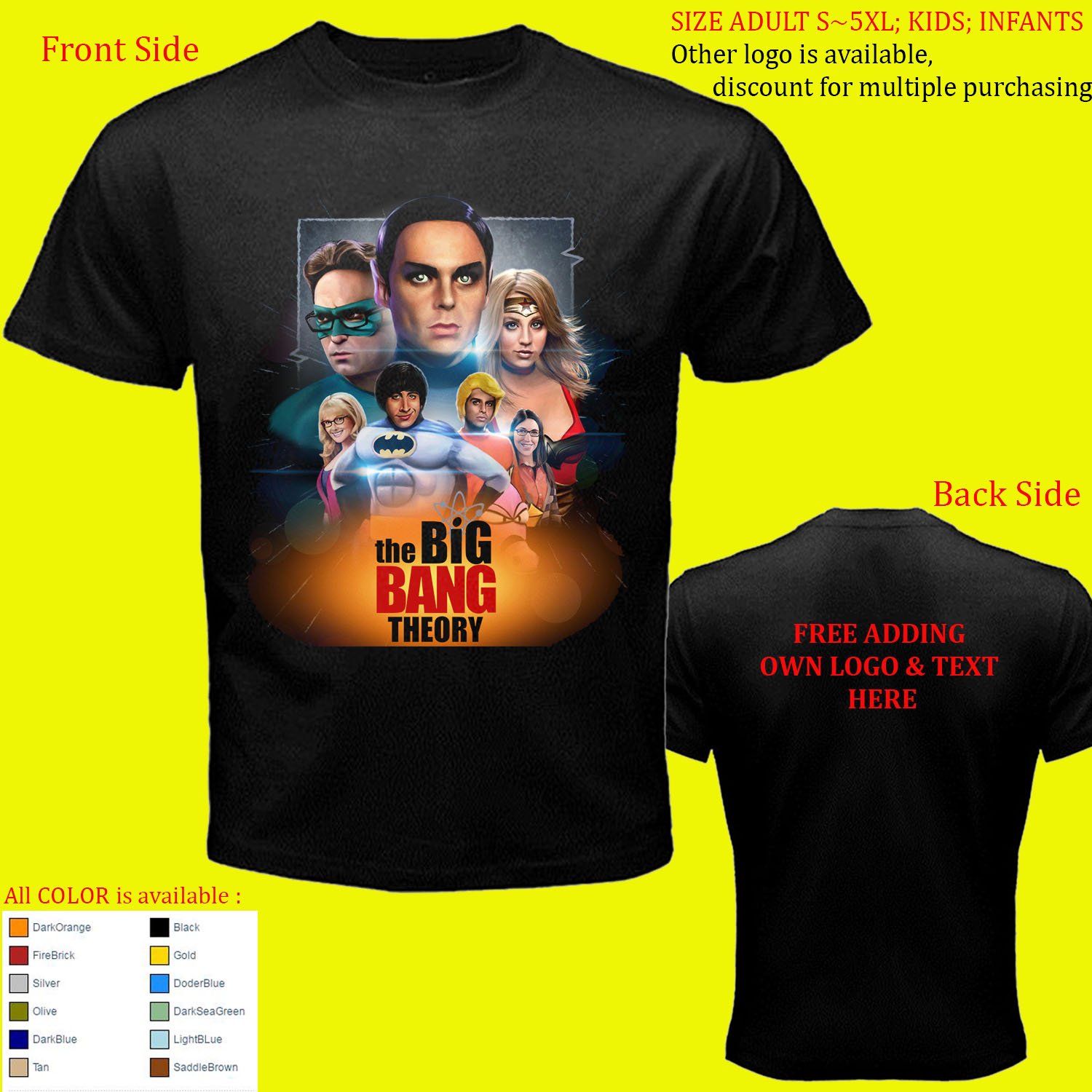 1 big bang theory shirt All Size Adult S - 5XL Kids Infants Toddler