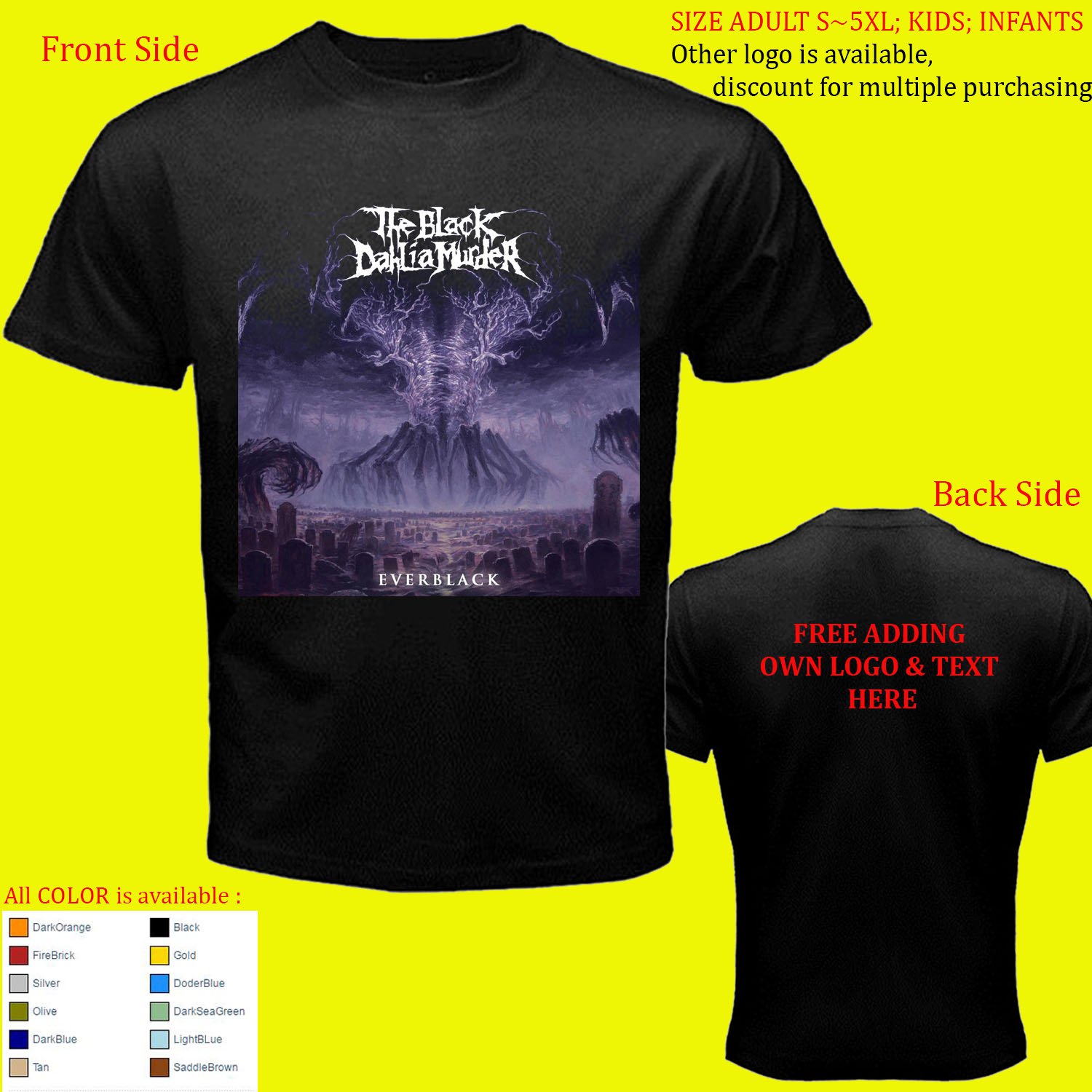 7 Black Dahlia Murder shirt All Size Adult S - 5XL Kids Infants Toddler