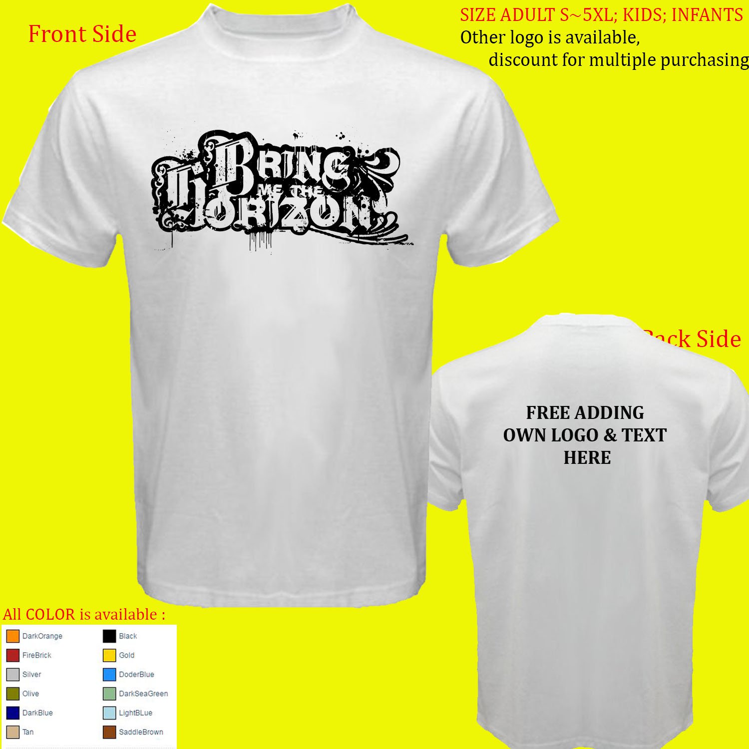 1 Bring Me The Horizon BMTH shirt All Size Adult S - 5XL Kids Infants Toddler