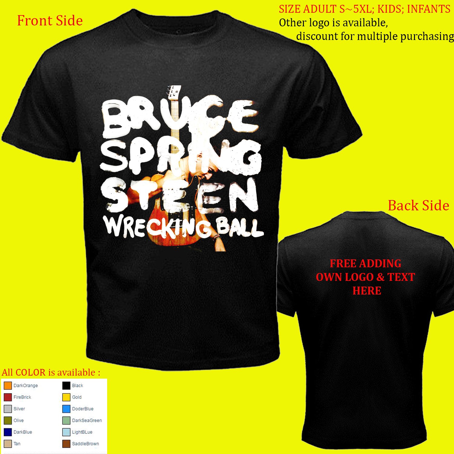 2 BRUCE SPRINGSTEEN the E Street Band shirt All Size Adult S - 5XL Kids Infants Toddler