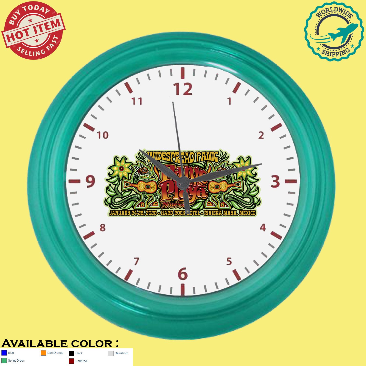 WIDESPREAD PANIC - PANIC EN LA PLAYA NUEVE Wall Clocks