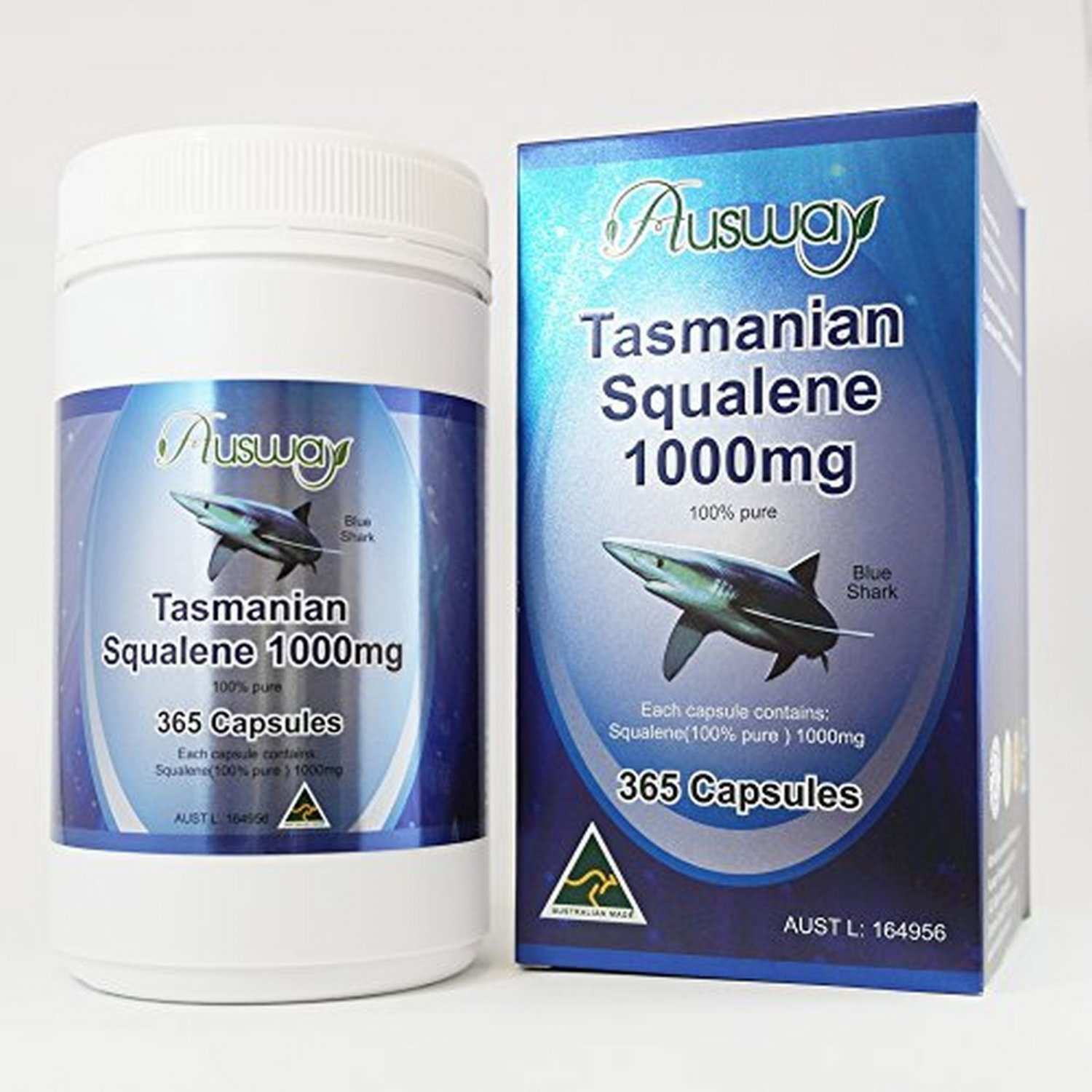 New Ausway Tasmanian Squalene Shark Liver Oil 1000mg 100 capsules Natural