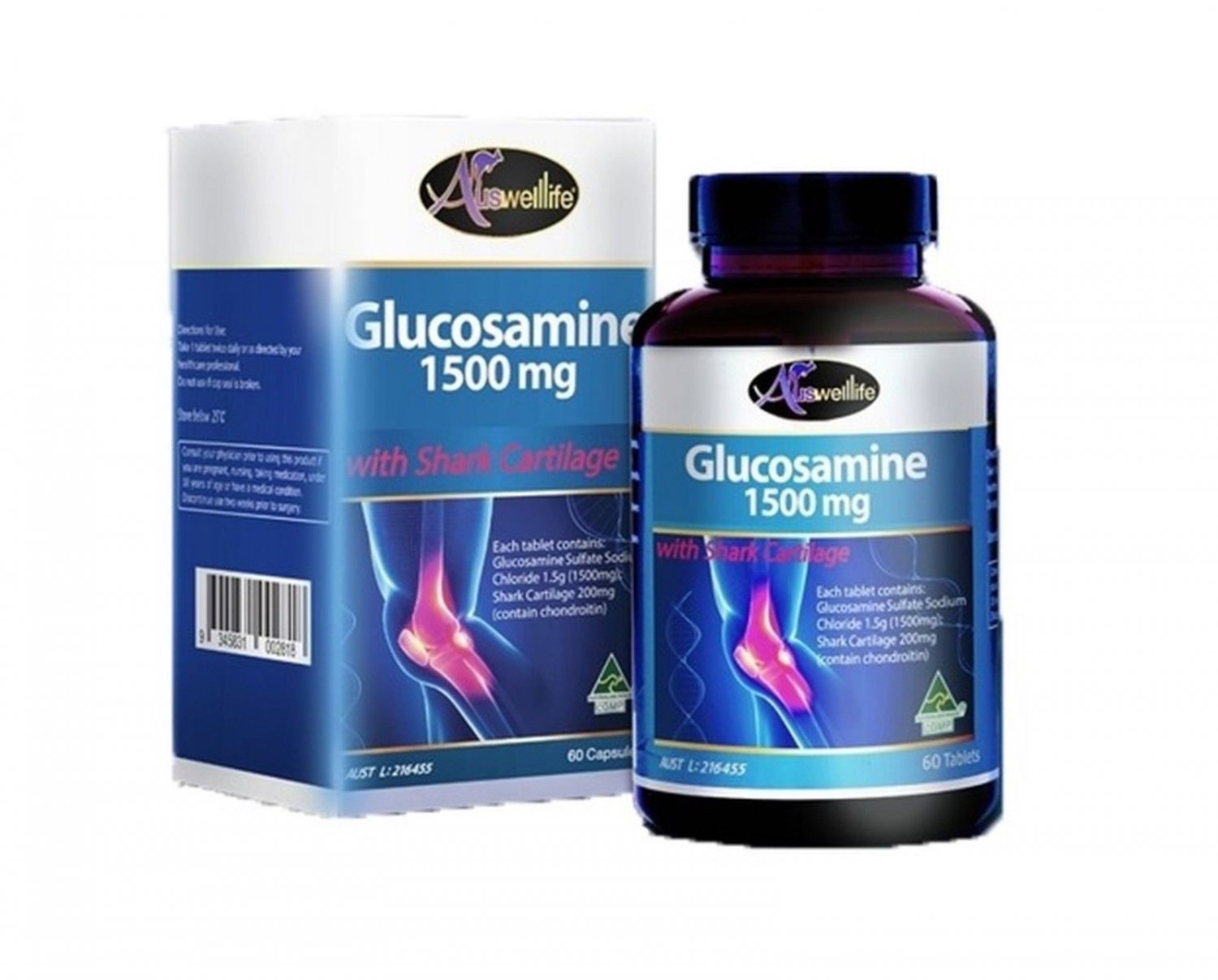 Auswelllife Glucosamine 1500mg For Health Alleviate Bone Pain Calcium
