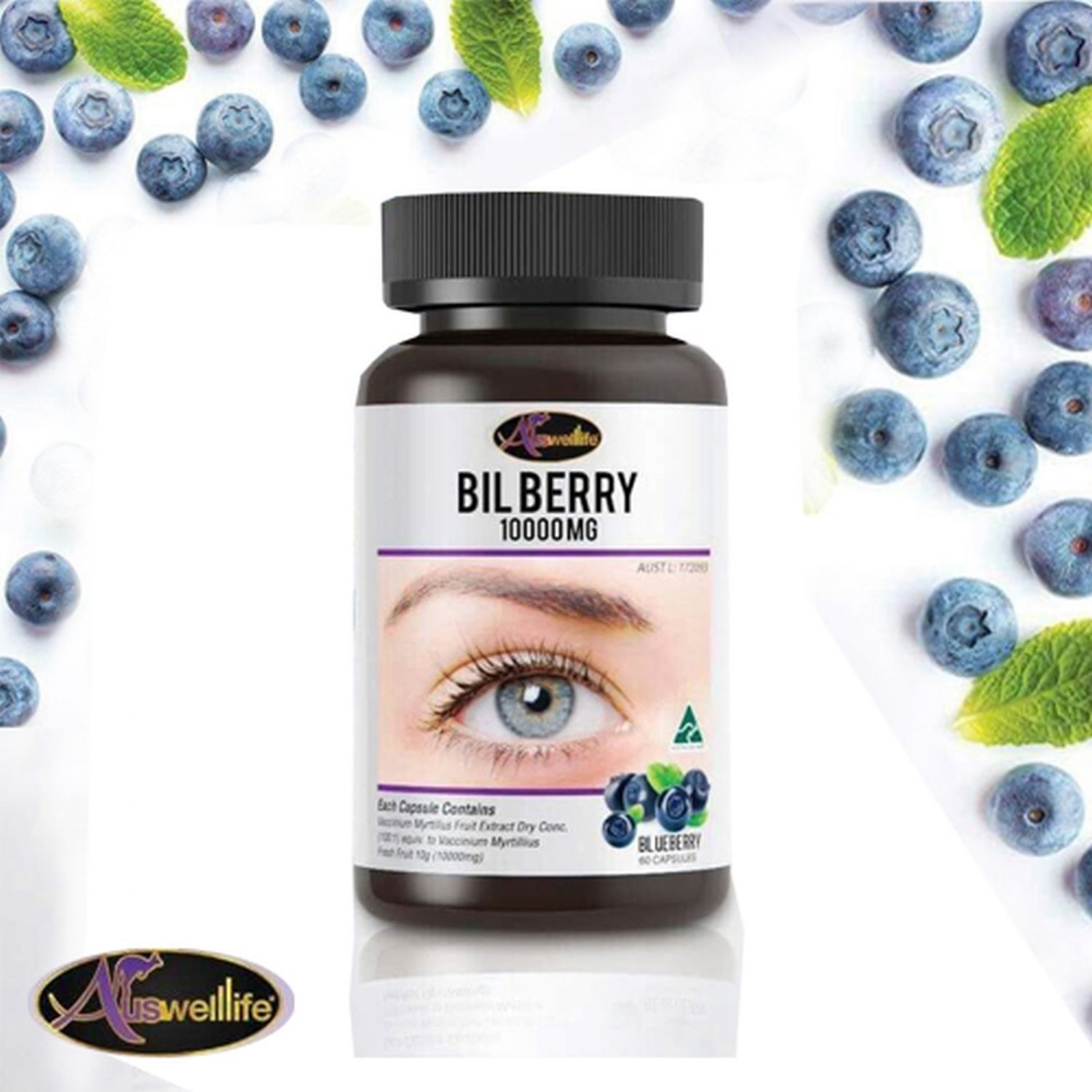 Auswelllife Bilberry 10000mg Supplements For Eyes Vision Health 60 Caps ...