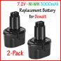 2 Pack 7.2V 3.0Ah NI-MH Replacement Battery for Dewalt Cordless Tools 7.2 Volt