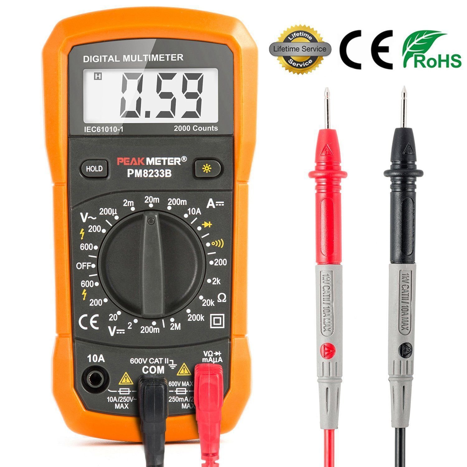 Multimeter Digital Meter Amp Ohm Voltmeter Tester Fluke Batter Auto Lcd Ac/Dc