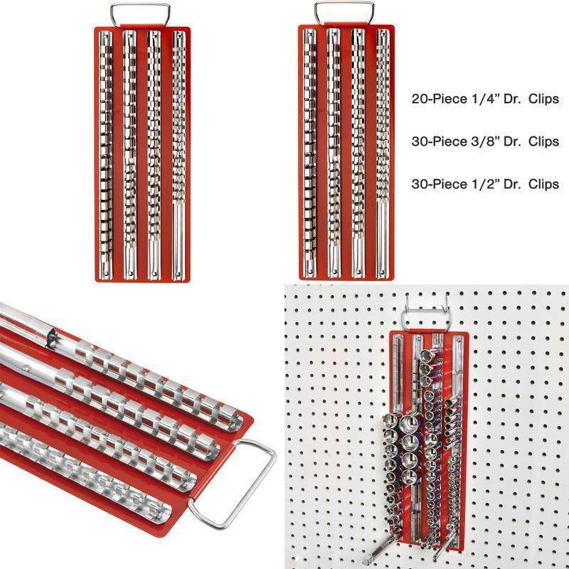 Socket Tray Rack Holds 80Pc Sockets 1/4 3/8 1/2In Rail Organizer Holder Tools