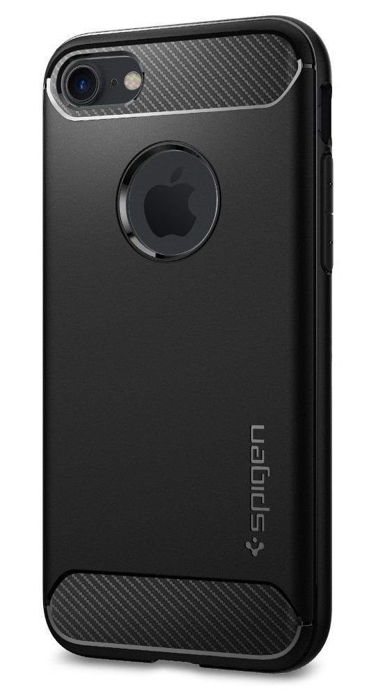 Spigen Rugged Armor iPhone 7 Case Resilient Shock Absorption Carbon Fiber Black