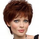 Womens Wigs Human Full Hair Elegant Short Fluffy Medium Auburn Daily Wear Girls