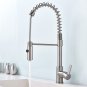 Kitchen Faucet Brushed Nickel Single Handle Stainless Steel Pull Out Sprayer