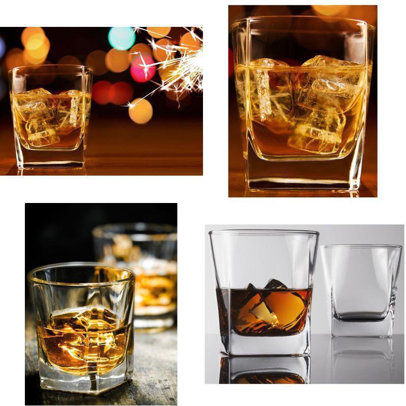 Square "Ice Cube" Double Old Fashioned Whiskey/Scotch Glass Drink,10 oz