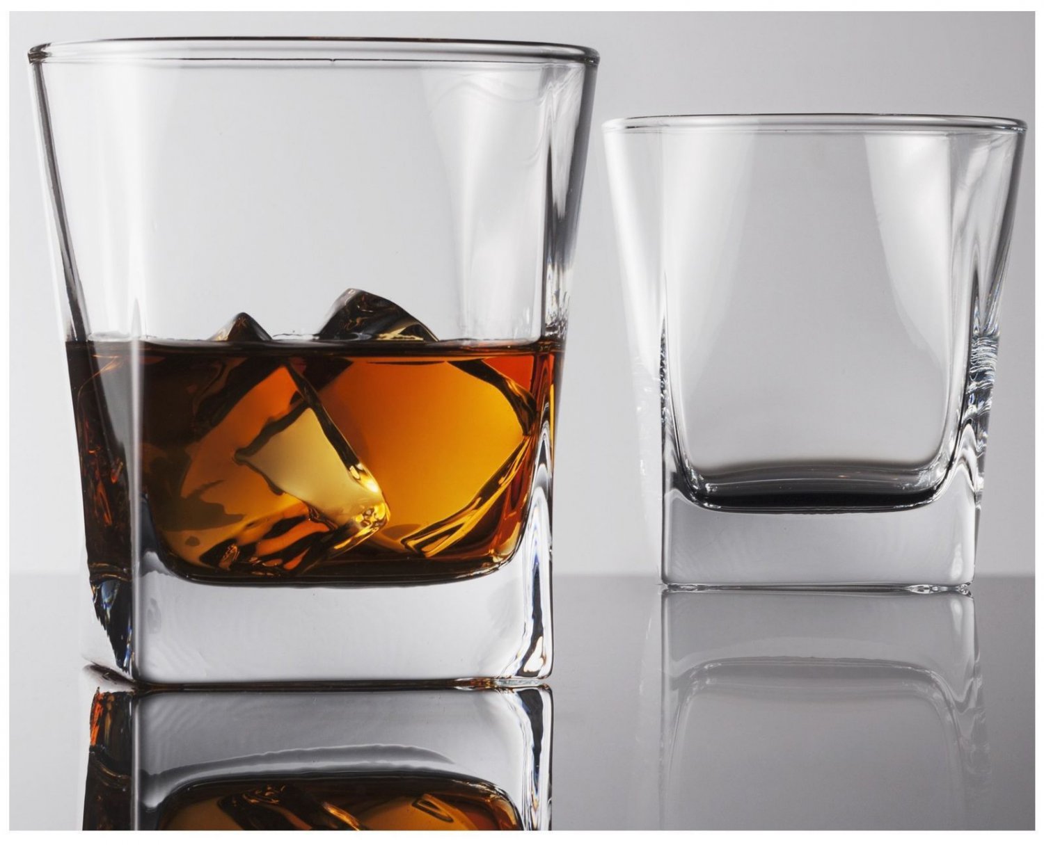 Square "Ice Cube" Double Old Fashioned Whiskey/Scotch Glass Drink,10 oz,Set of 4