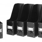 Plastic Organizer Magazine Set 5 Black Office Home Storage Case Holder Rack Fit