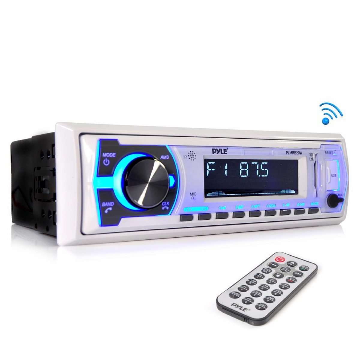 Boat Pyle Bluetooth Marine Stereo Receiver AM FM Radio System Wireless USB SD