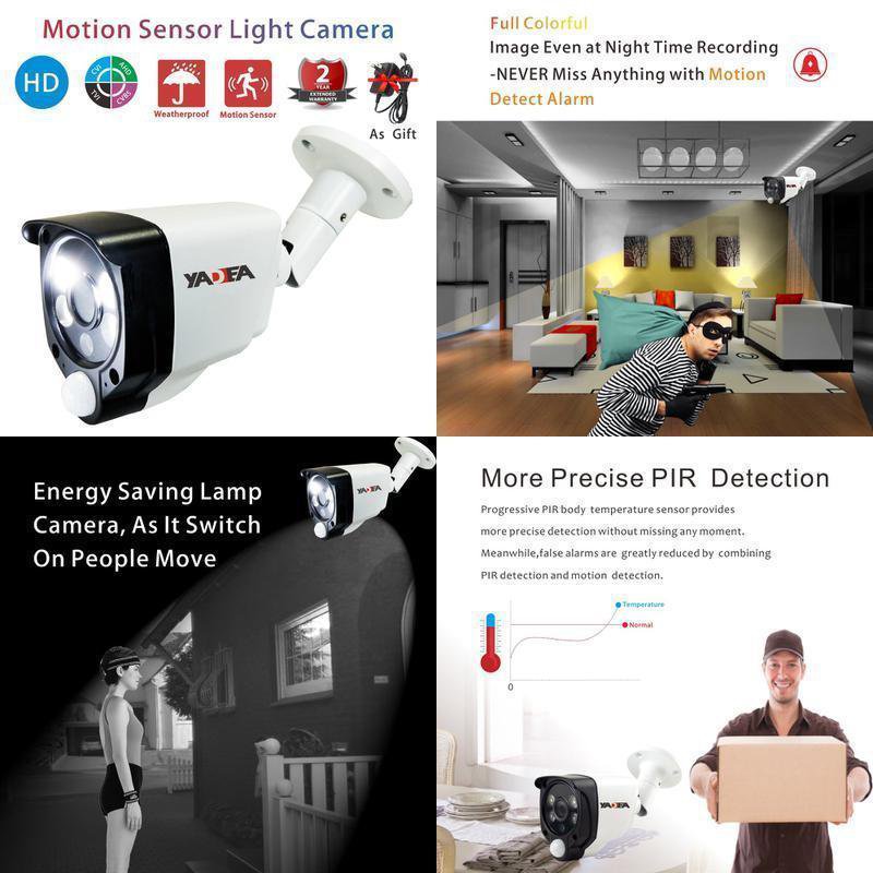 Motion Sensor Detection Camera 2.0Mp/1080P Wired Hd Tvi/Cvi/Ahd Cctv Security