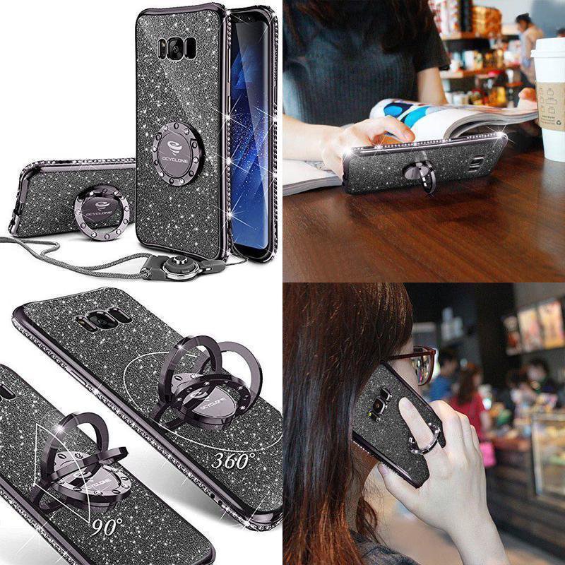 Glitter Cute Case For Samsung Galaxy S8 Girls Bling Diamond Rhinestone Kickstand