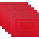 DII Everyday Woven Vinyl Placemats SET of 6 Tango Red Elegant Table Mats