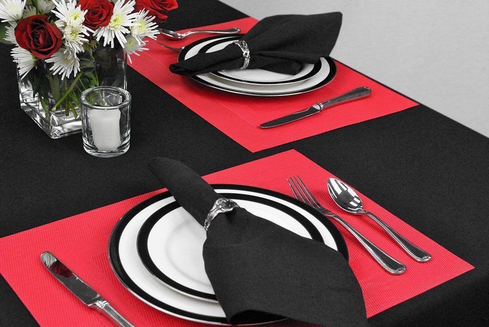 DII Everyday Woven Vinyl Placemats SET of 6 Tango Red Elegant Table Mats