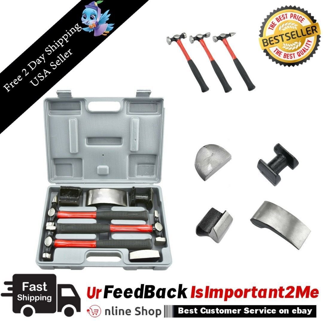 Heavy Duty Auto Body Hammer Dolly Set Repair Kit NonSlip SoftGrip