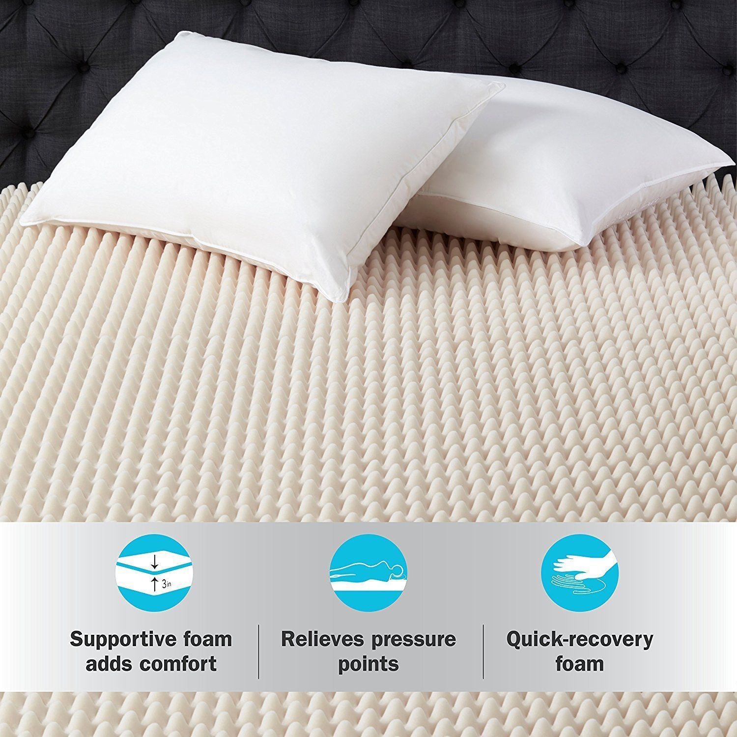 TOP ORIGINAL 3" Beautyrest Cooling Gel Memory Foam Topper Mattress Twin NEW