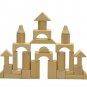 Wooden Building Blocks 42 Piece Set Natural Color Boys Girls Toys Wood Kids New
