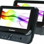 Car 7" Dual Screen DVD Player Portable USB LCD Monitors Black Built-in Speakers