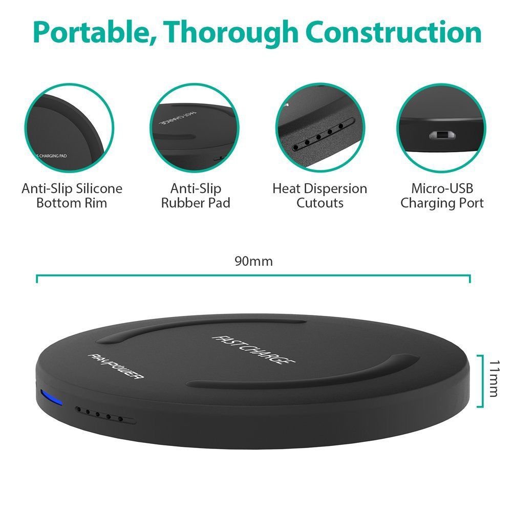 RAVPower Galaxy S8 Fast Wireless Charger Samsung Note 8 Quick Charge