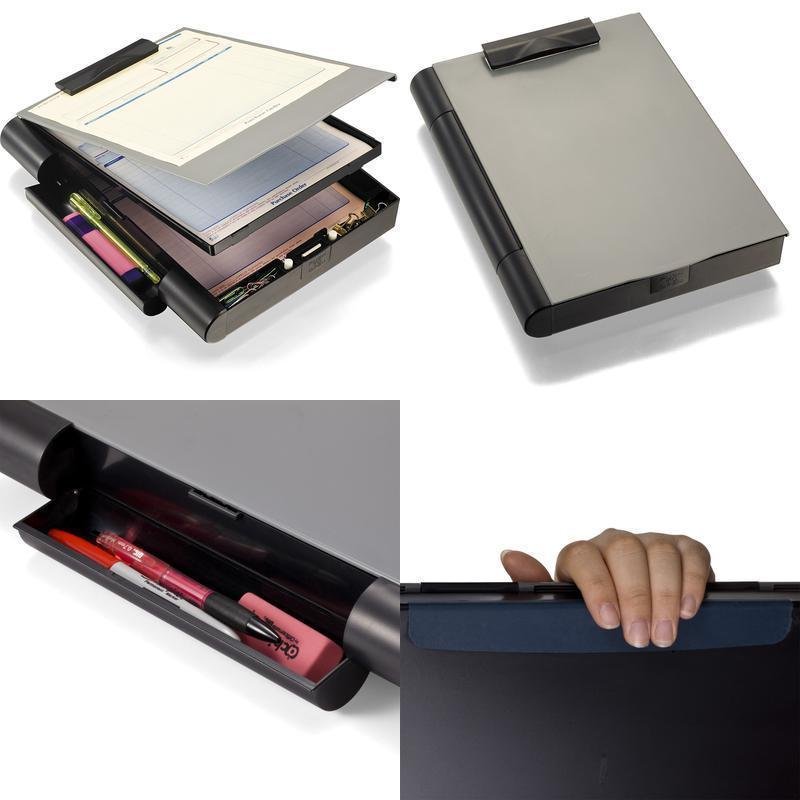 Locking Storage Aluminum Vaultz Clipboard Hard Black Solid Briefcase