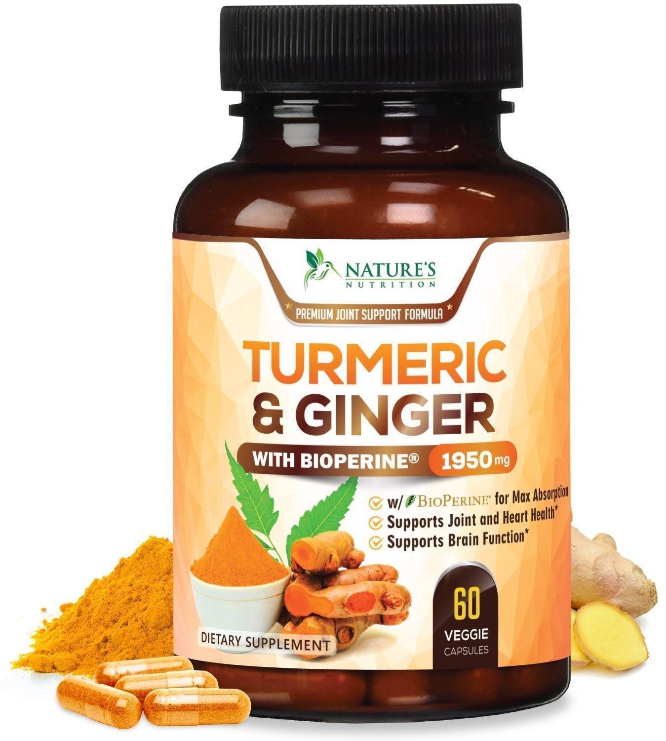 Tumeric Curcumin Ginger Max Potency Bioperine Black Pepper Dietary Supplements