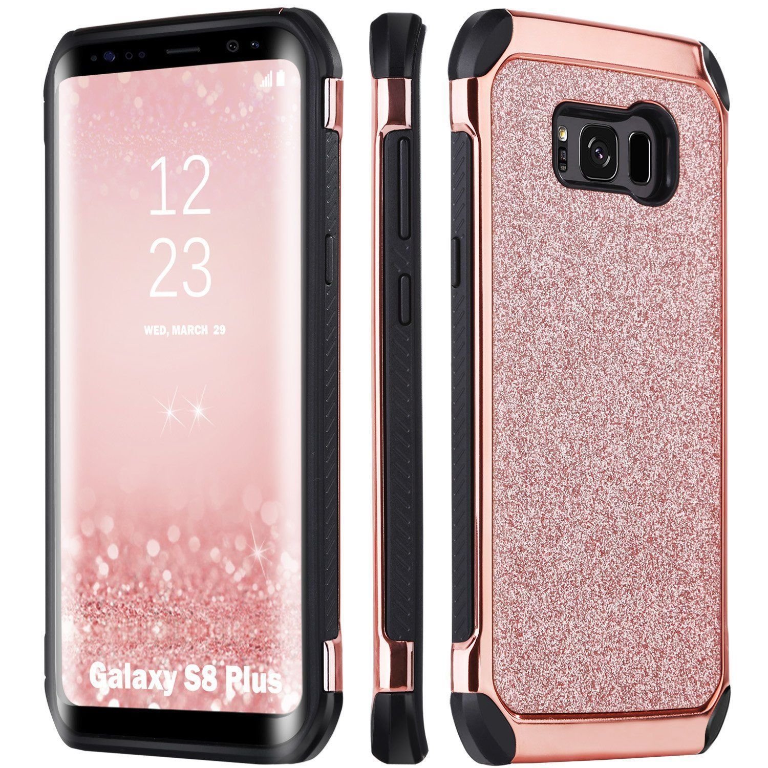 Samsung Galaxy S8 Plus Case Glitter Sparkly Hybrid Shockproof Women Rose Gold