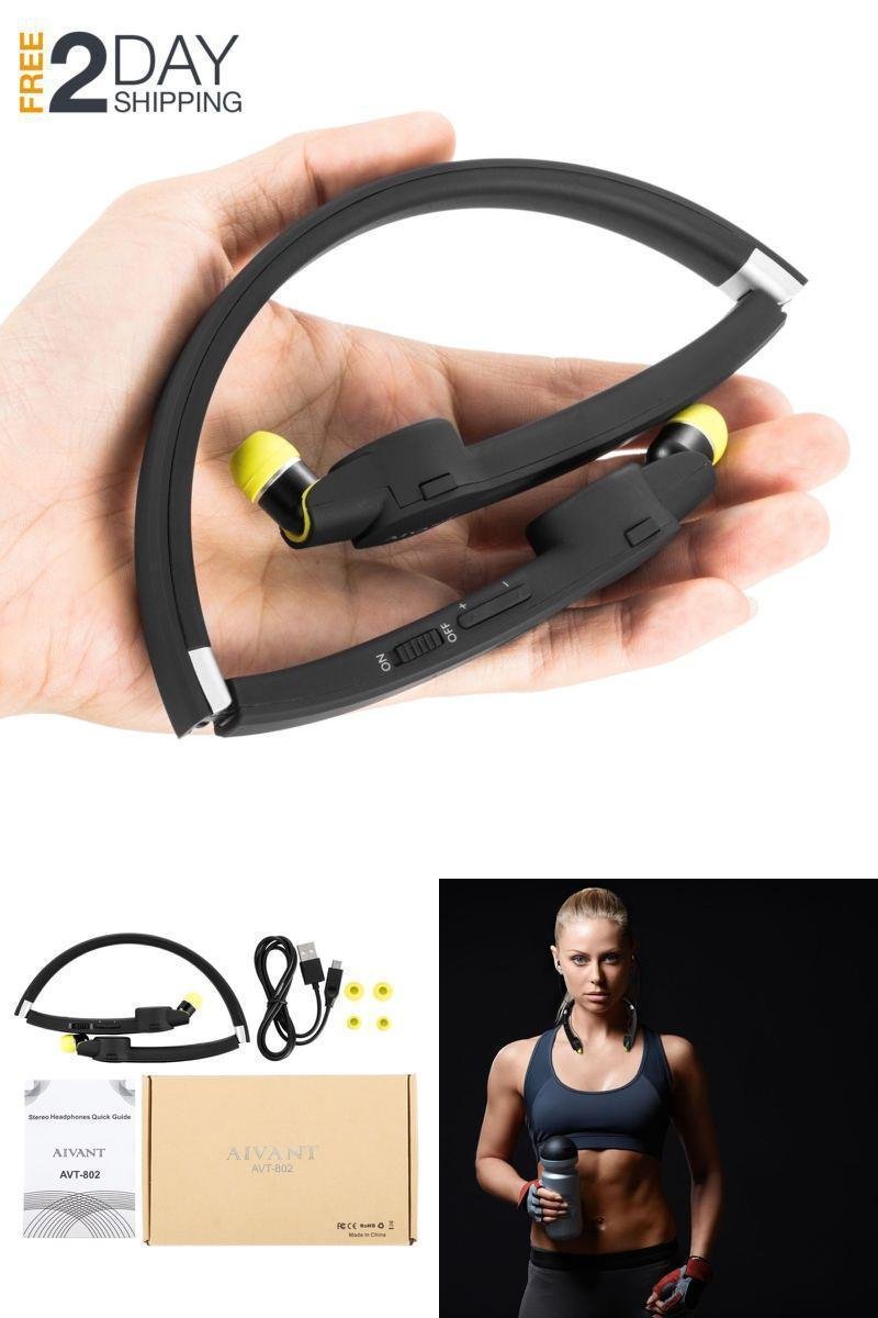 Foldable Retractable Bluetooth Headset Headphone Wireless Sport Neckband Earbuds