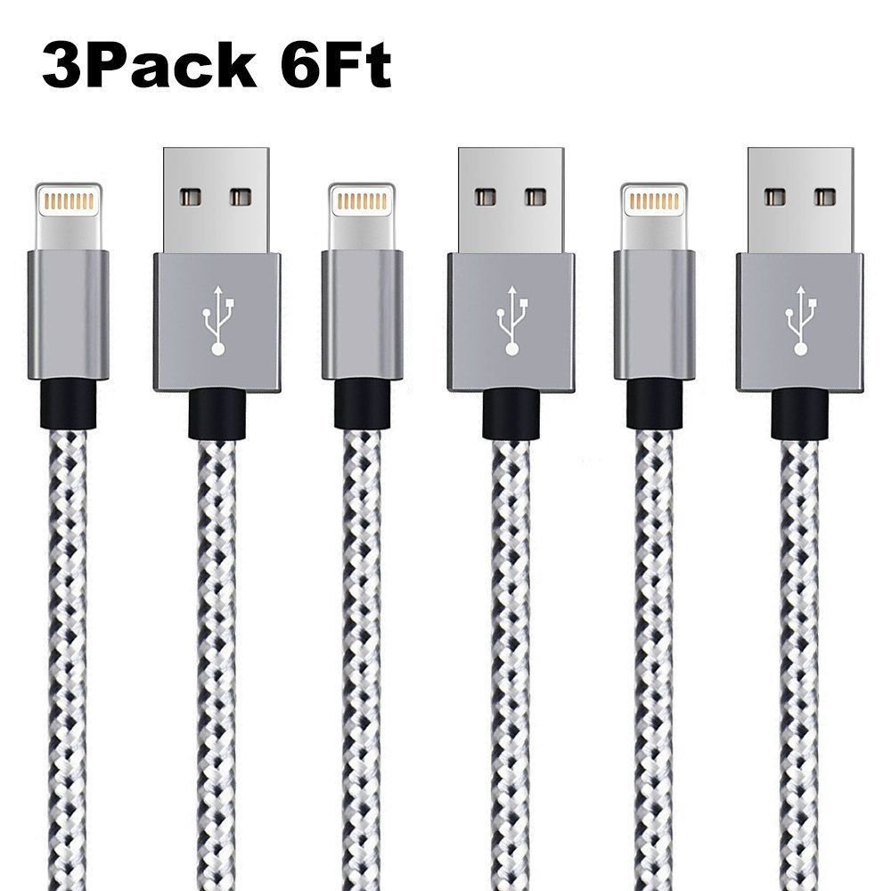 3Pck iPhone Lightning Cable 6Ft Long Fast Charger Cable Cord for Apple iPad iPod