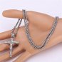 Stainless Steel Antique Cross Crucifix Pendant Necklace For Men 24 Inch Silver