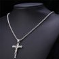Stainless Steel Antique Cross Crucifix Pendant Necklace For Men 24 Inch Silver