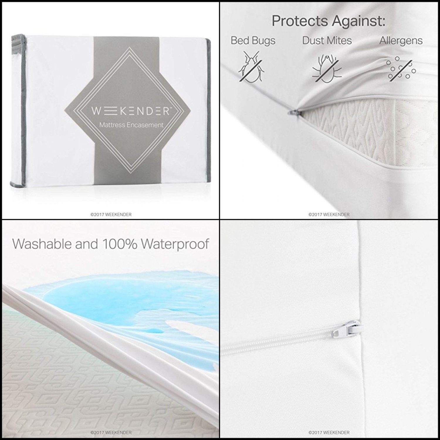 Zippered Waterproof Mattress Protector Queen Size Soft Bed Cover 60 x 80"