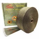 2" x 50 Ft Titanium Exhaust Header Fiberglass Heat Wrap Tape wth Stainless Ties