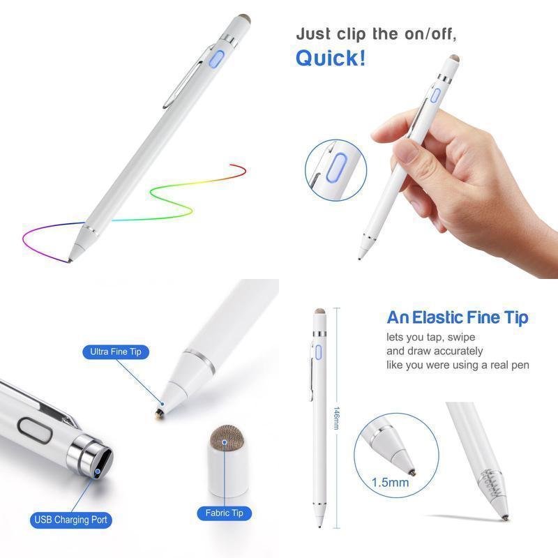 Apple Pencil Stylus For Ipad Pro Touchscreen Digital Fine Point Rubber Tip 1.5mm
