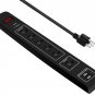 Power Strip Heavy Duty 3Ft Led Surge Protector 6 Outlet With Usb Charger Ports