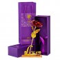 24K Gold Foil Plated Rose Flower Dipped Decor With Stand Mothers Day Gift Red