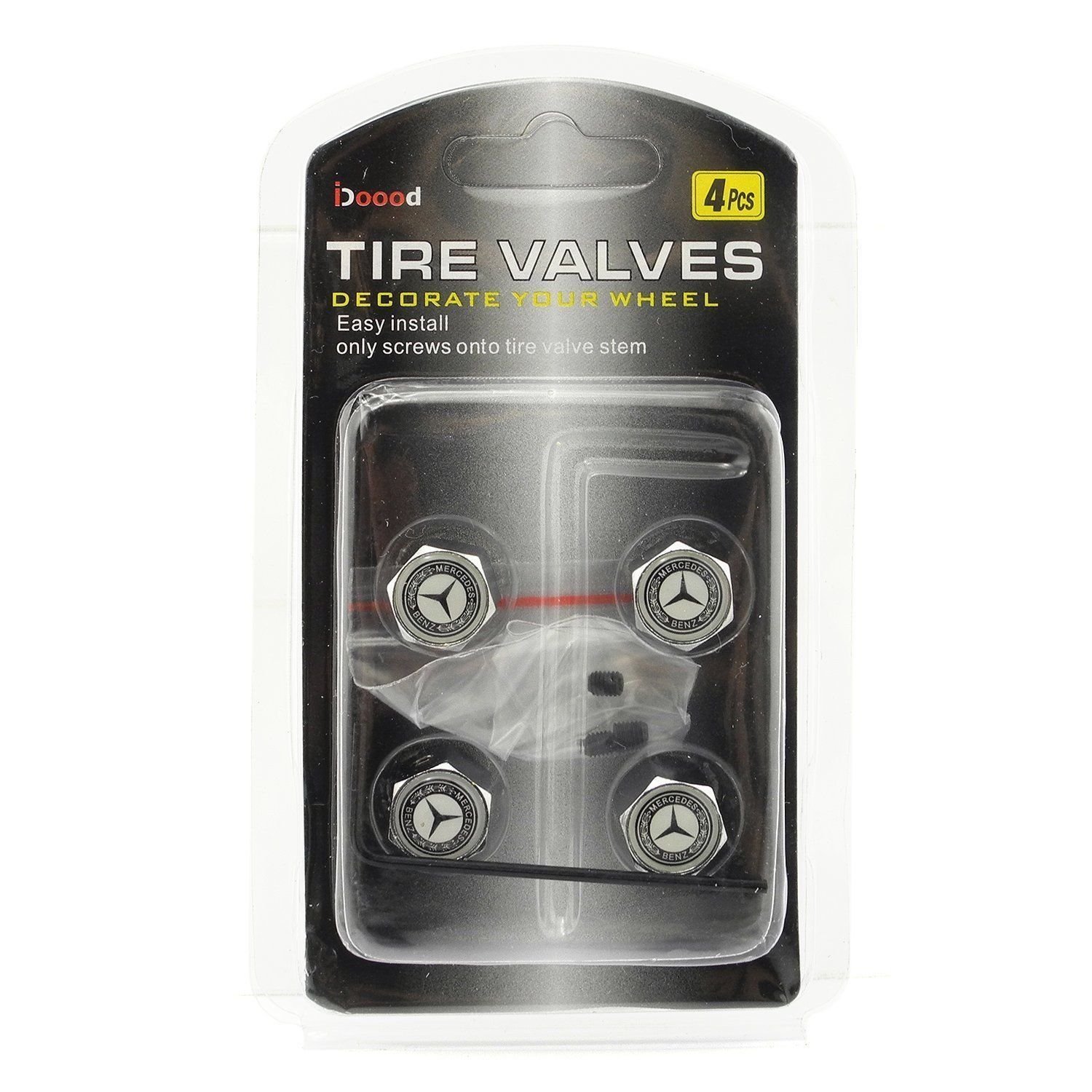 Mercedes Benz Antitheft Chrome Car Wheel Tire Valve Stem Air Caps(MS