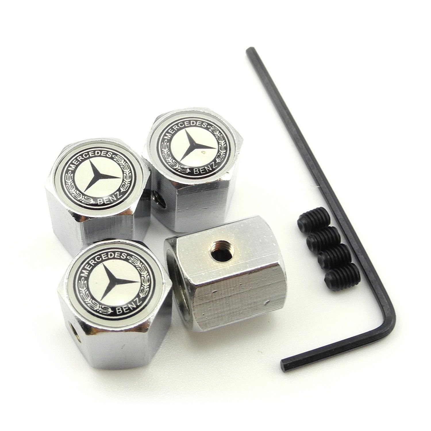 Mercedes Benz Antitheft Chrome Car Wheel Tire Valve Stem Air Caps(MS