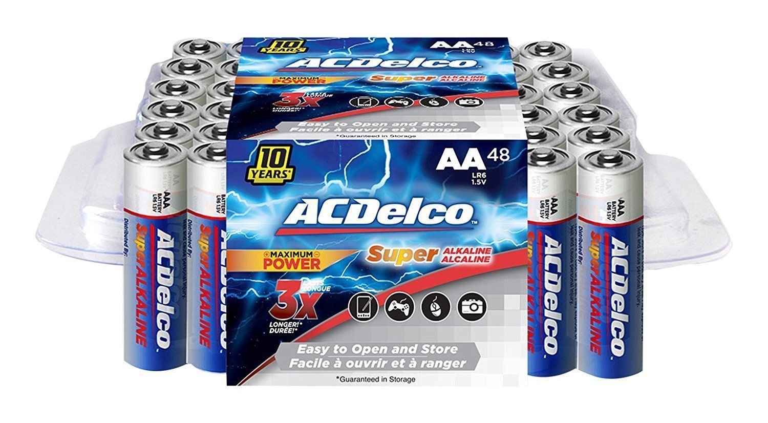 48 Count Super Alkaline AA Batteries Maximum Power 1.5 V Zero Mercury amp Cadm