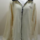 Men's Coat Cream with Dark Blue Collar Zipper and Logo Size XL Long Sleeves by Andy's