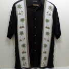Men's Hawaiian Sports Shirt Size L Black with vertical panels of Pineapples by Pierre Cardin Bowling