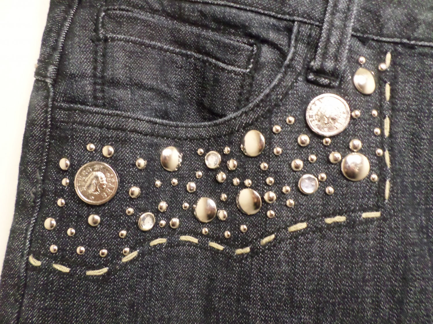 Women's Jeans Size 12 Blue with Silver Rivets on the Front and Back ...