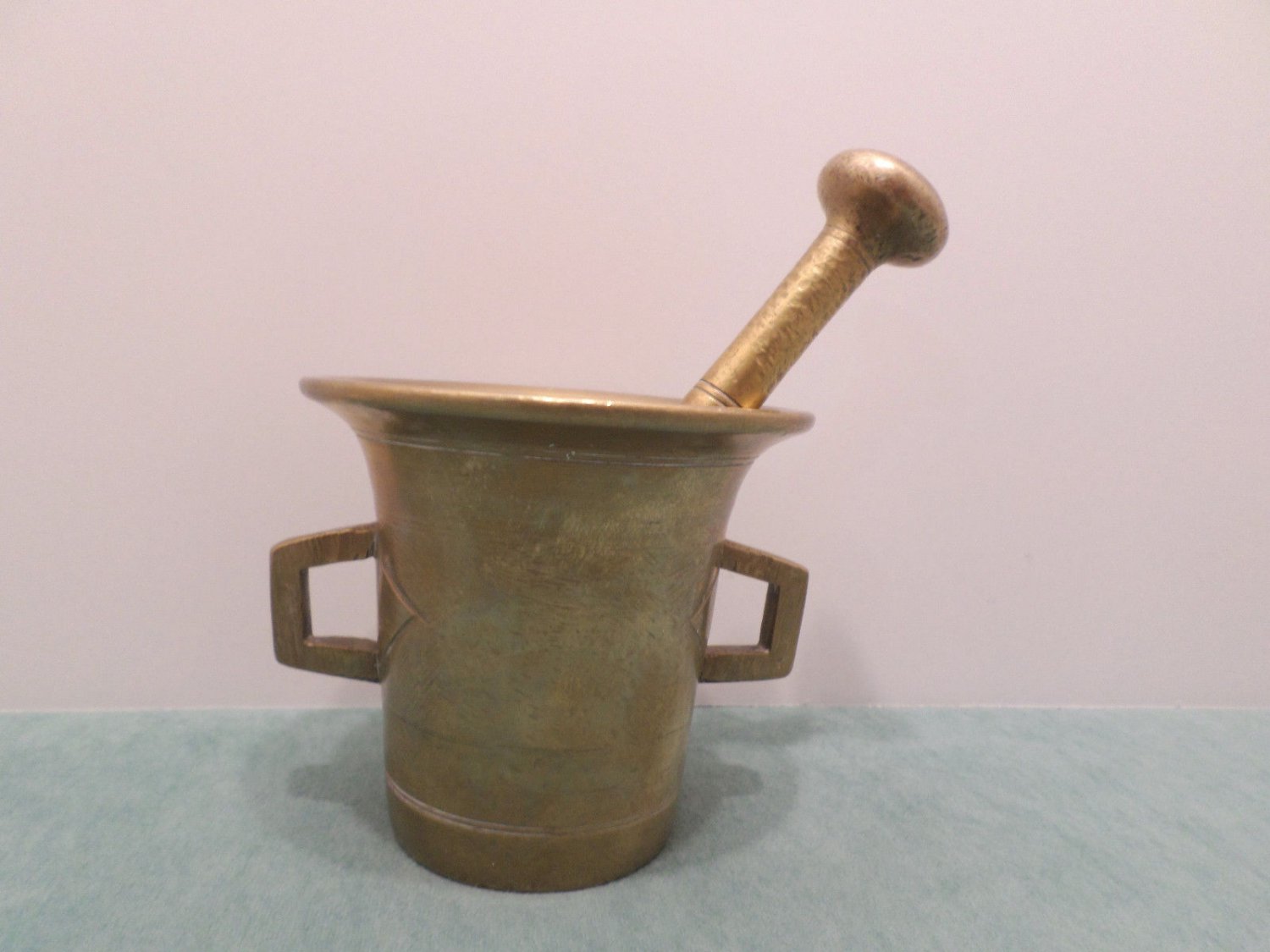 Antique Brass Mortar and Pestle Medical Pharmaceutical