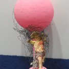 Antique Christmas Ornament Wire Wrapped Pink Glass Balloon Die Cut Angel Germany