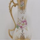 Royal Crown Pitcher Ewer Porcelain Hand Painted Pink Floral England Antique